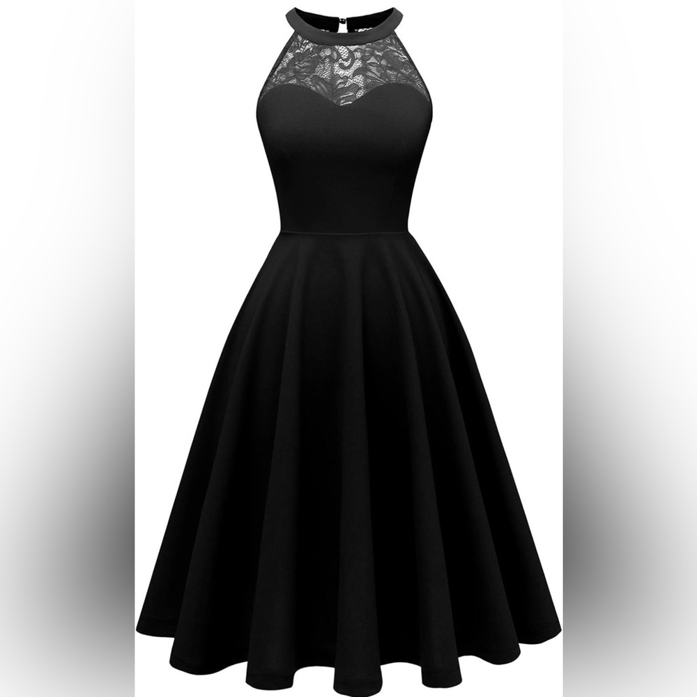 Excellent condition only worn once Black lace halter dress size XL